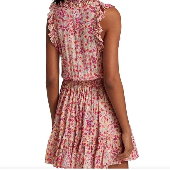Poupette St Barth Triny Floral RuffleTrim Tassel Mini Flounce Dress - Picture 4 of 6